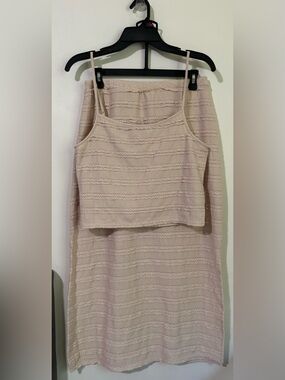 No Boundaries Blush Pink Cropped Tank and Midi Skirt Set